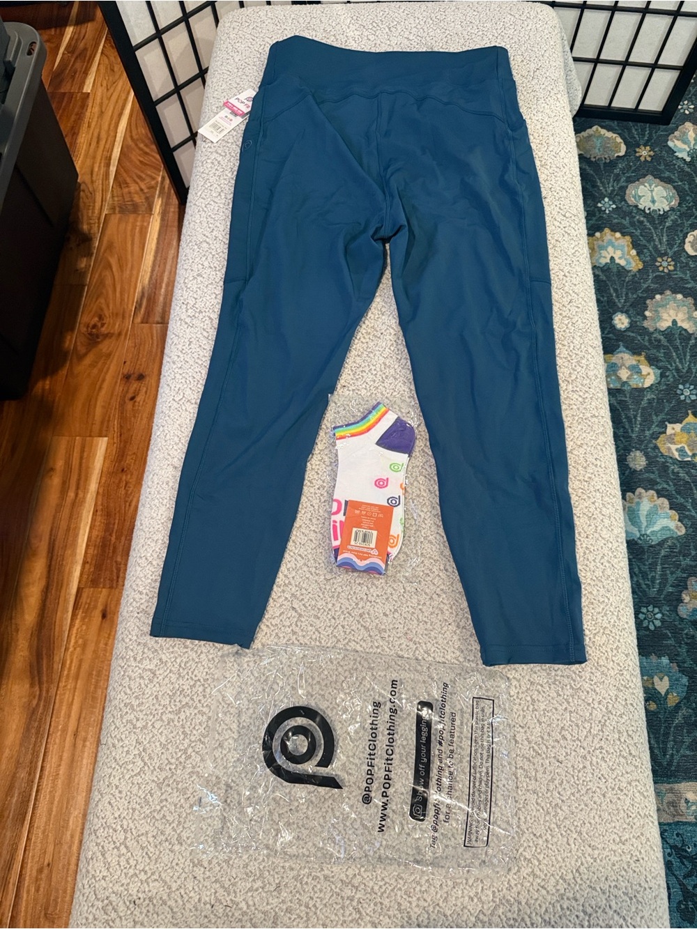 POP Fit Deep Teal Workout Leggings with Side Pockets